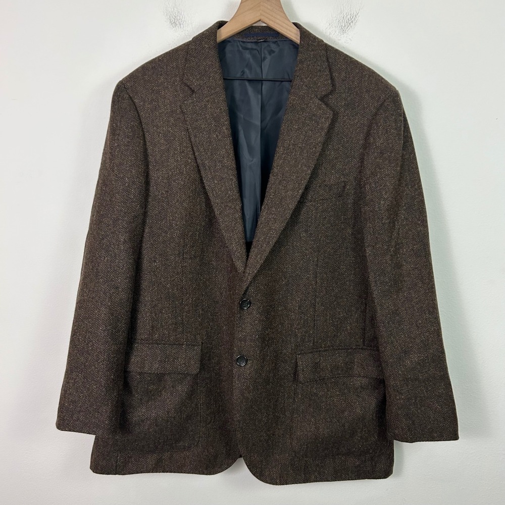J.Crew Ludlow Slim Brown Herringbone Moon British Wool Blazer Jacket 46R